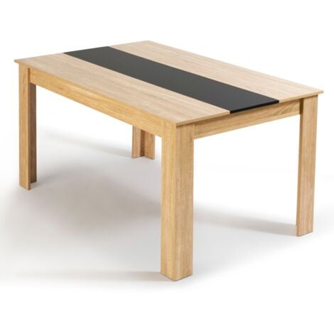 Table à manger IDMARKET GEORGIA - 6 personnes - Imitation hêtre - Noire - 140 x 90 cm
