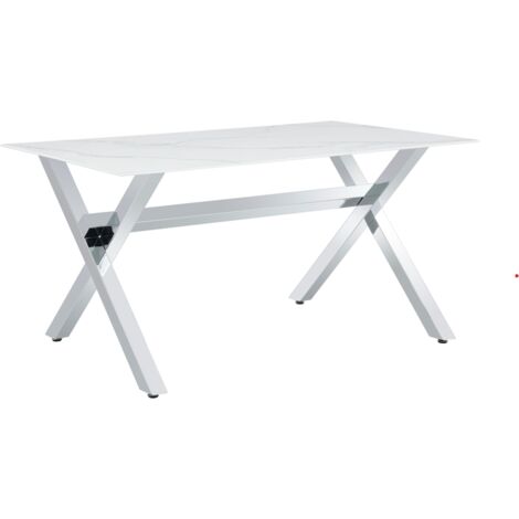 Table à Manger IXE – 150x90 cm – Chrome & Plateau Verre Trempé