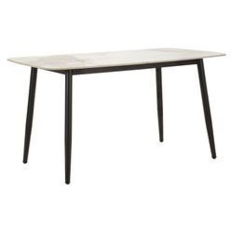 Table à manger Josh effet marbre noir design moderne