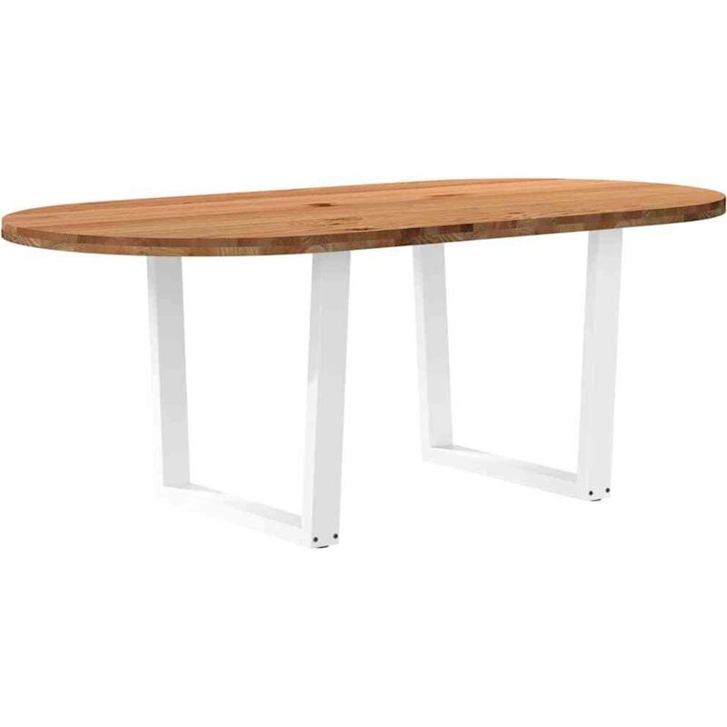 Table à manger marron clair bois de chêne massif ovale vidaXL