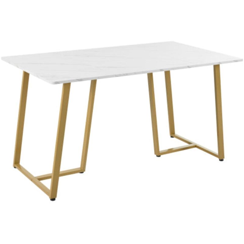 Arturesthome - Table à manger moderne à motif de marbre, blanc doré pour les salles à manger et les salons