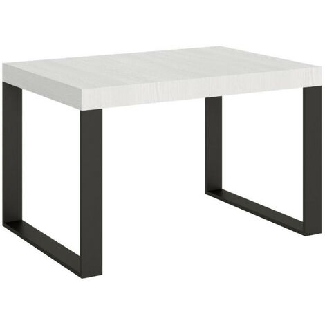Table à manger moderne blanche et pieds métal anthracite Tiroz 130cm