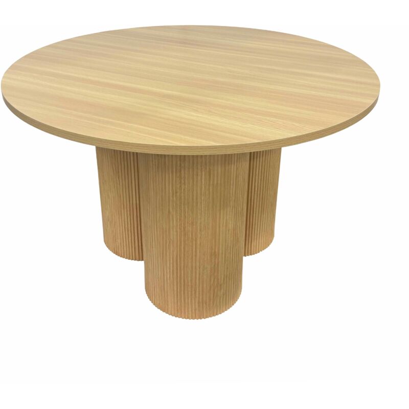 Oviala – Table de salle à manger ronde 120 cm – MDF effet bois clair – Hauteur 75 cm – Pour 4 personnes – Design convivial Oviala – Table de salle à manger ronde 120 cm – MDF effet bois clair – Hauteur 75 cm – Pour 4 personnes – Design convivial