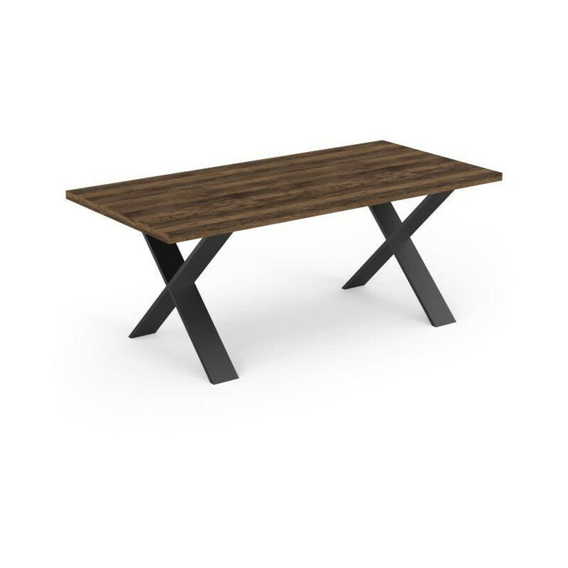 Demeyere - Table a manger monaco - Décor bois oak et noir - L180 x P90 x H74.8 cm