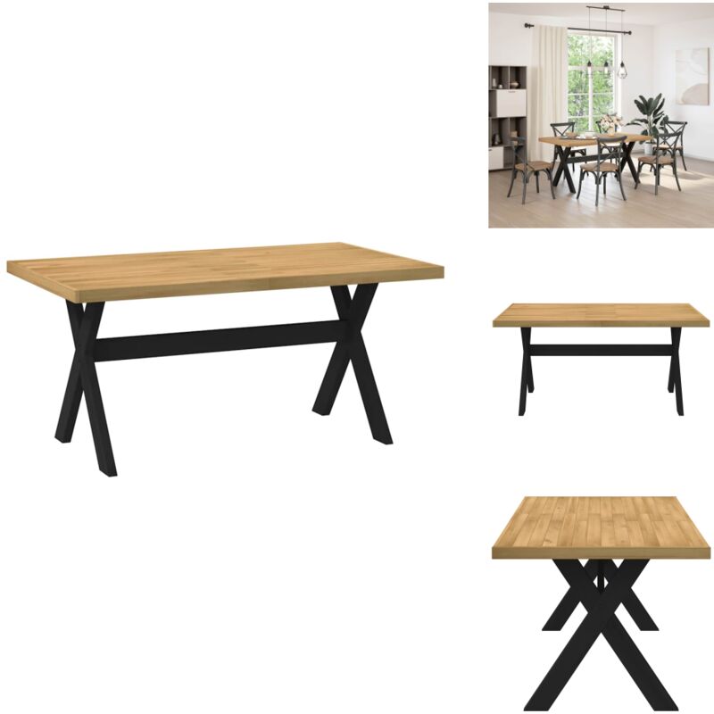 Table à manger noain pieds en forme de x 160x90x75cm massif pin - Table à Manger - Tables à Manger - Table De Salle à Manger - Table De Cuisine