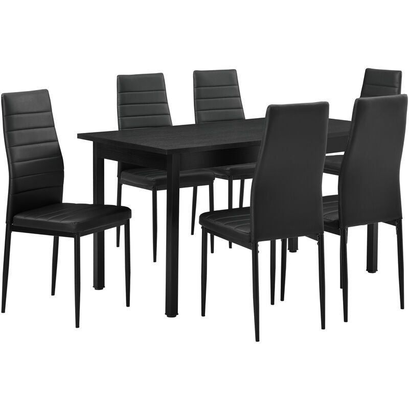 Table à manger noir 140cm x 60cm x 75cm + Chaises noir 96 cm x 43cm
