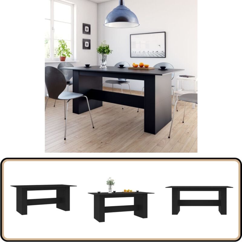 Table à manger Noir 180x90x76 cm Bois d'ingénierie - Table à Manger - Table Noir - Table Design - Table Moderne - Table Extensible