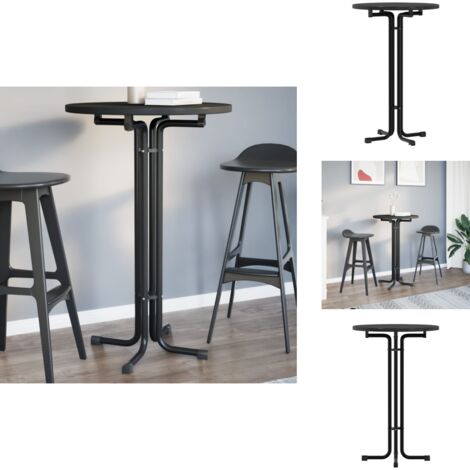 Table à manger noir Ø70x110 cm bois d'ingénierie et acier - Table À Manger - Table Ronde - Table Extensible - Cuisine - Salon