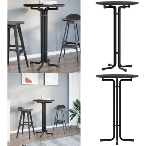 Table à manger noir Ø70x110 cm bois d'ingénierie et acier - Table À Manger - Table Ronde - Table Extensible - Cuisine - Salon - Home & Living
