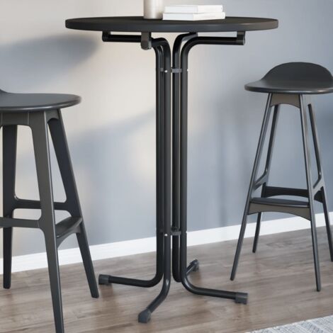 Table à manger noir Ø80x110 cm bois d'ingénierie et acier vidaXL