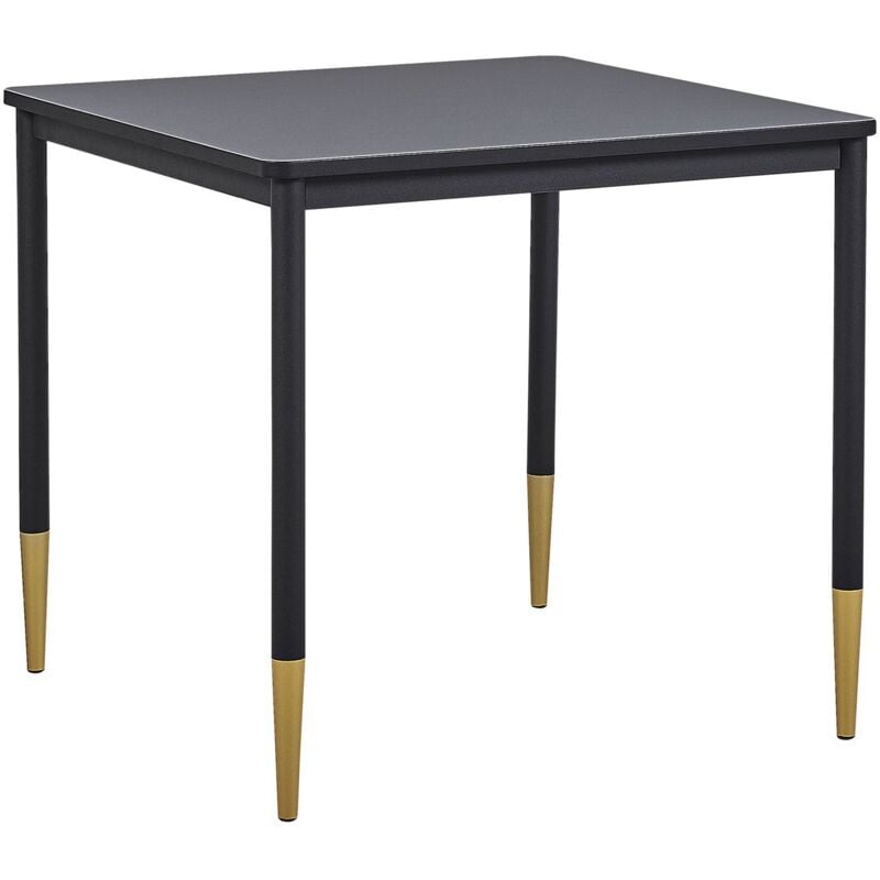 Beliani - Table de Salle à Manger 80 x 80 Carrée Noire et Dorée au Design Moderne et Glamour Parfaite pour Petite Cuisine ou Coin Repas du Salon