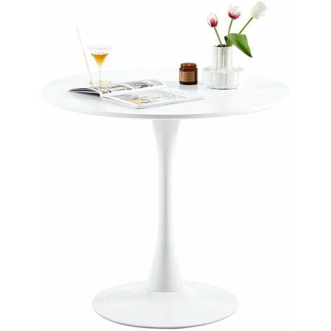 Table à Manger Nordique Style - Petite Table Ronde pour Balcon - Blanc