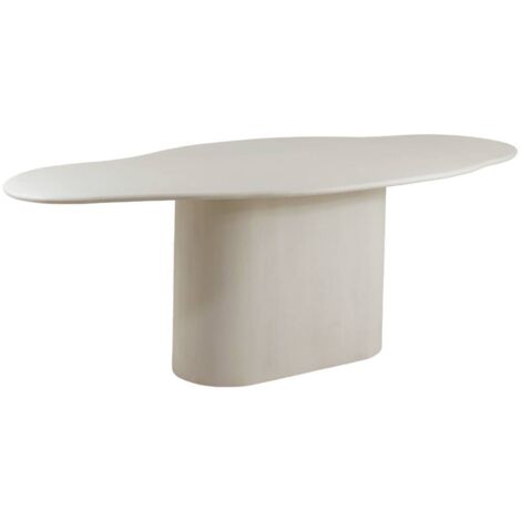 Table à manger nuage en bois effet béton blanc Thomas