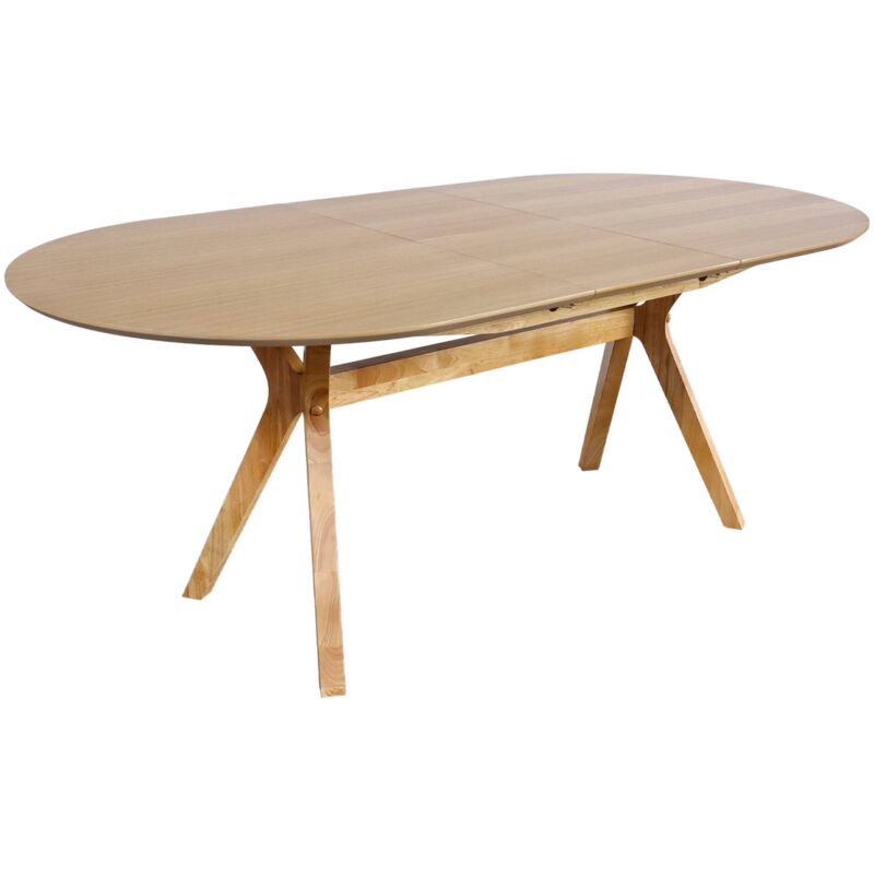 Sweeek - Table à manger oblongue extensible. 160-200cm 4-8 personnes mdf et placage chêne. couleur naturelle