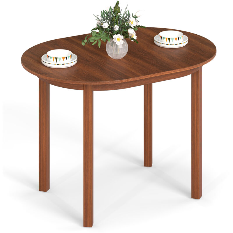 Table à Manger Ovale 110 cm pour 2-4 Personnes, Table de Cuisine avec Pieds en Bois d'Hévéa, pour Petits Appartements, Capacité de Charge 120 kg