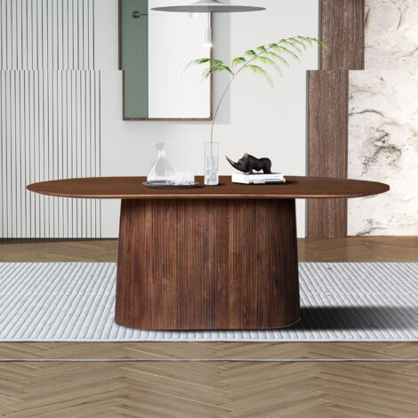 Table à manger ovale 200x100x76 cm en manguier marron - MAGUEL
