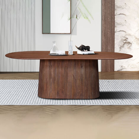 Table à manger ovale 230x100x76 cm en manguier marron - MAGUEL