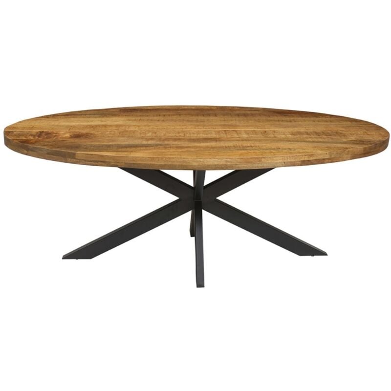 Meublorama - Table à manger ovale bourgia en bois massif de Mangolia, idéal pour une salle a manger conviviale