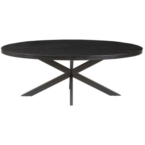 Table à manger ovale BOURGIA en bois massif de Mangolia noir, idéal pour une salle a manger conviviale