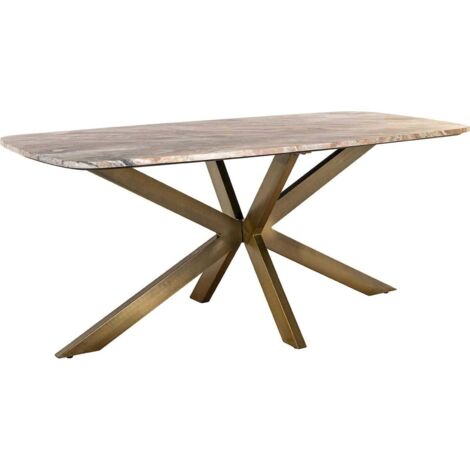 table à manger ovale design blanc et laiton avec plateau marbre - marbre blanc et laiton brossé