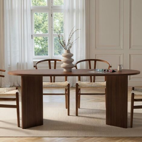 PIER IMPORT Table à manger ovale effet bois noyer pieds en V 200 cm MARFA