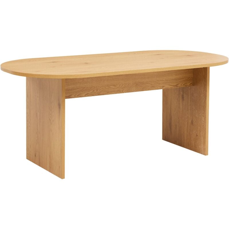 Table à manger ovale en mélaminé bois 8 places