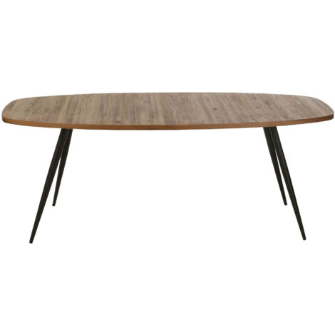 Table à manger ovale en teck recyclé brossé et en métal 6 places L200 - DILI