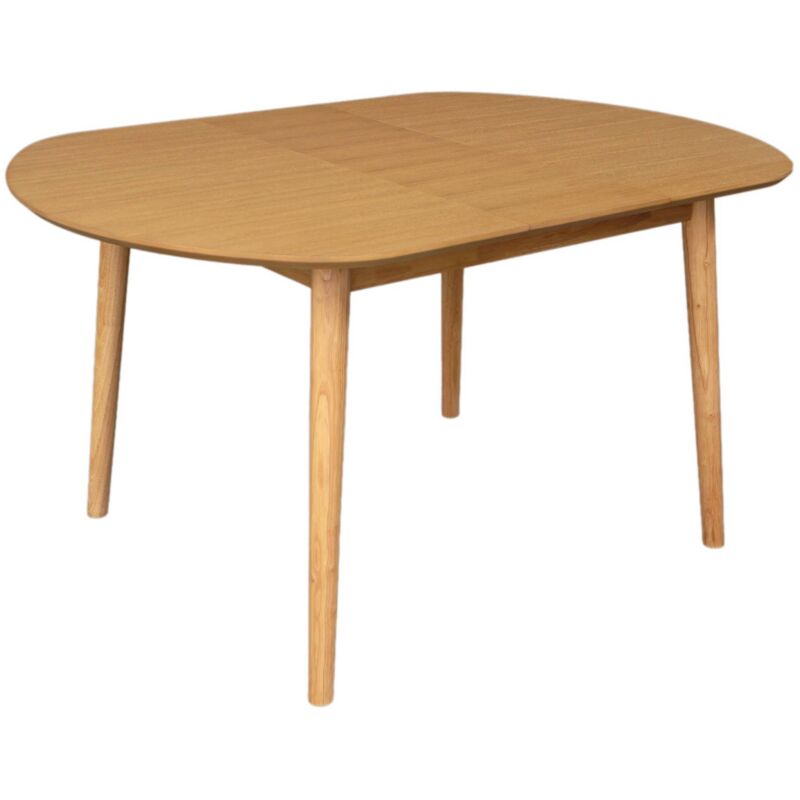 Table à manger ovale extensible bois d'hévéa et placage chêne naturel 4-6 places - 110 / 140 x 100 x 75 cm - Lisa
