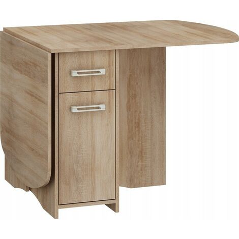 Table à manger ovale pliante avec 2 tiroirs Chêne Sonoma 160x80cm modèle:HOMNI 2 Table pliable