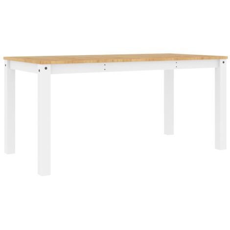 Table à manger Panama blanc 160x80x75 bois massif de pin