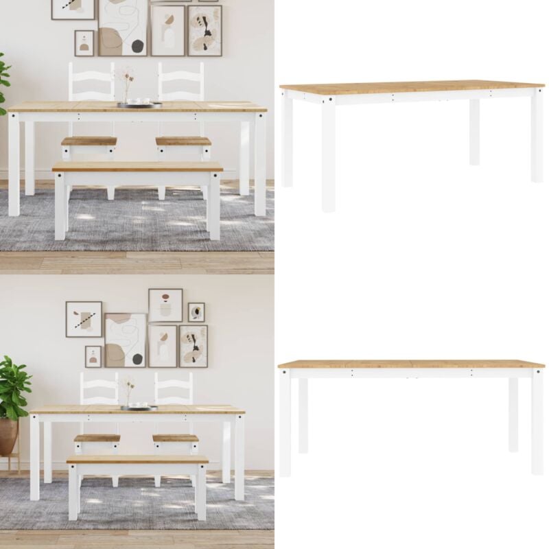 Table à manger Panama blanc 180x90x75 cm bois massif de pin - Table à Manger - Table En Bois - Table Blanche - Table Design - Table Moderne - Home &