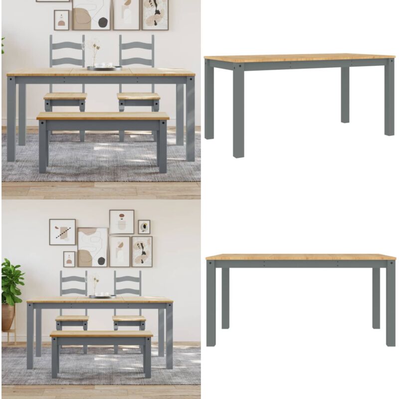 Table à manger Panama gris 160x80x75 cm bois massif de pin - Table à Manger - Table En Bois - Table Ronde - Table Rectangulaire - Mobilier De Salle à