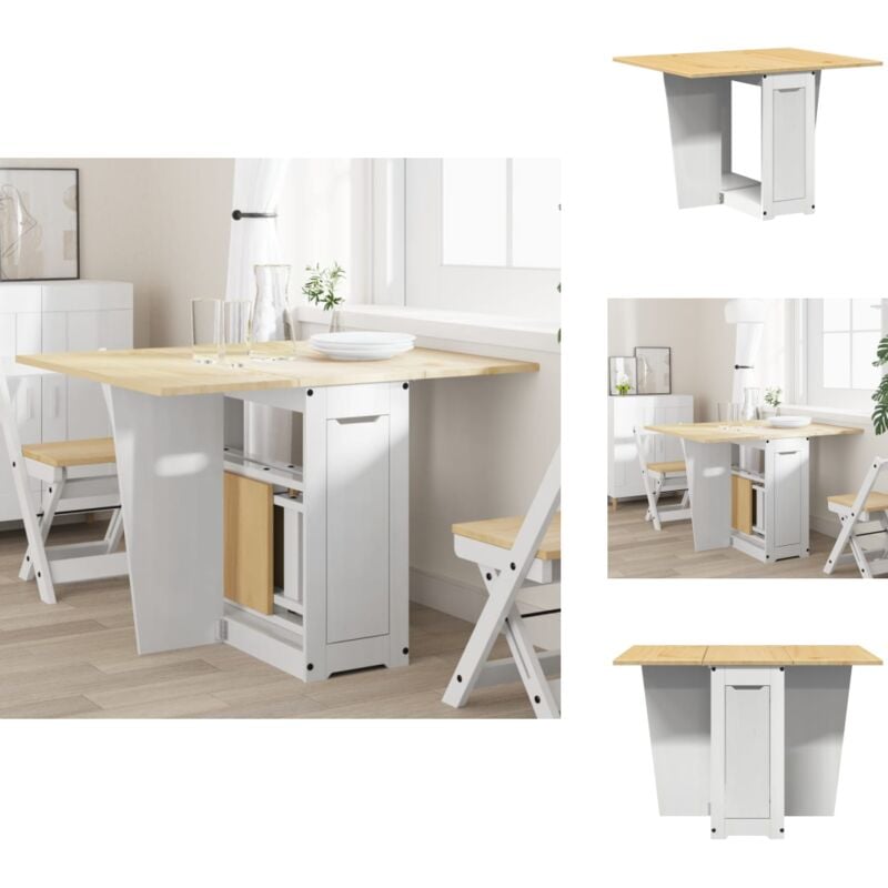 Table à manger papillon pliable Corona blanc bois de pin massif - Table à Manger - Tables à Manger - Table De Cuisine - Table à Dîner