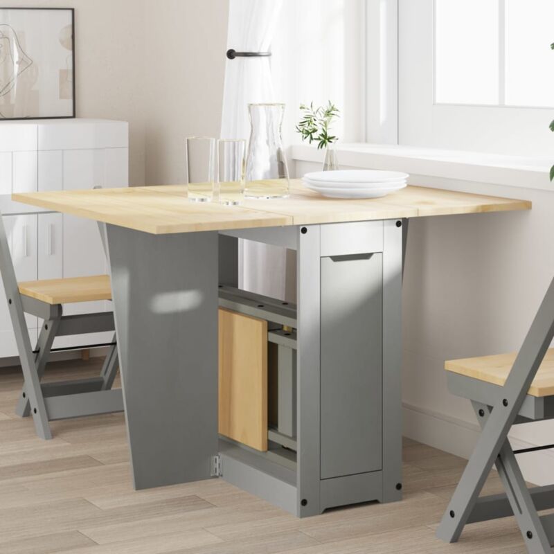 Vidaxl - Table à manger papillon pliable Corona gris bois de pin massif