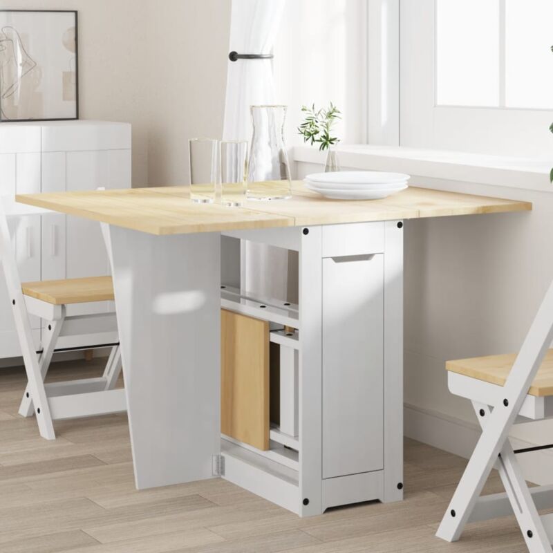 Vidaxl - Table à manger papillon pliable Corona blanc bois de pin massif