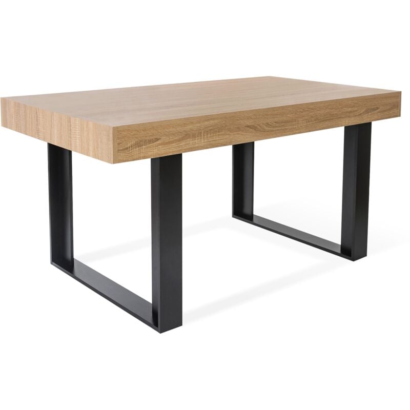 Table à manger Idmarket phoenix - 6 personnes - Bois et noir - 160 cm
