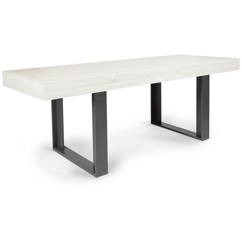 Table à manger extensible rectangle phoenix 4-8 personnes bois gris 160-200 cm