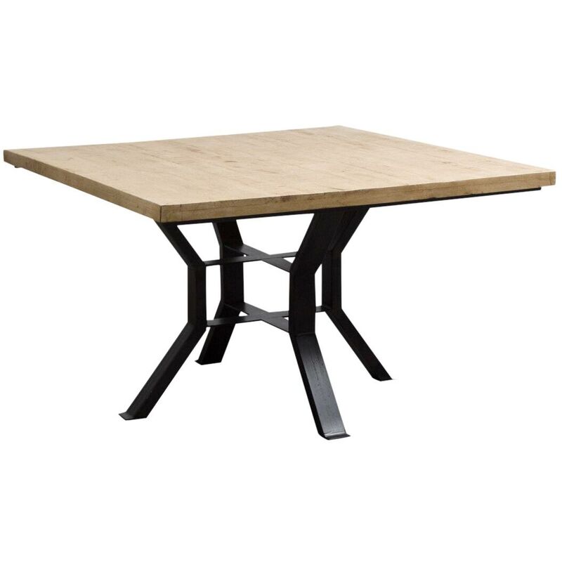 Made In Meubles - Table à manger carrée en bois de manguier et métal Opposite