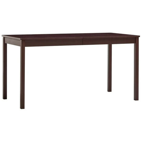 Table à manger pin massif marron foncé Sadou 140cm