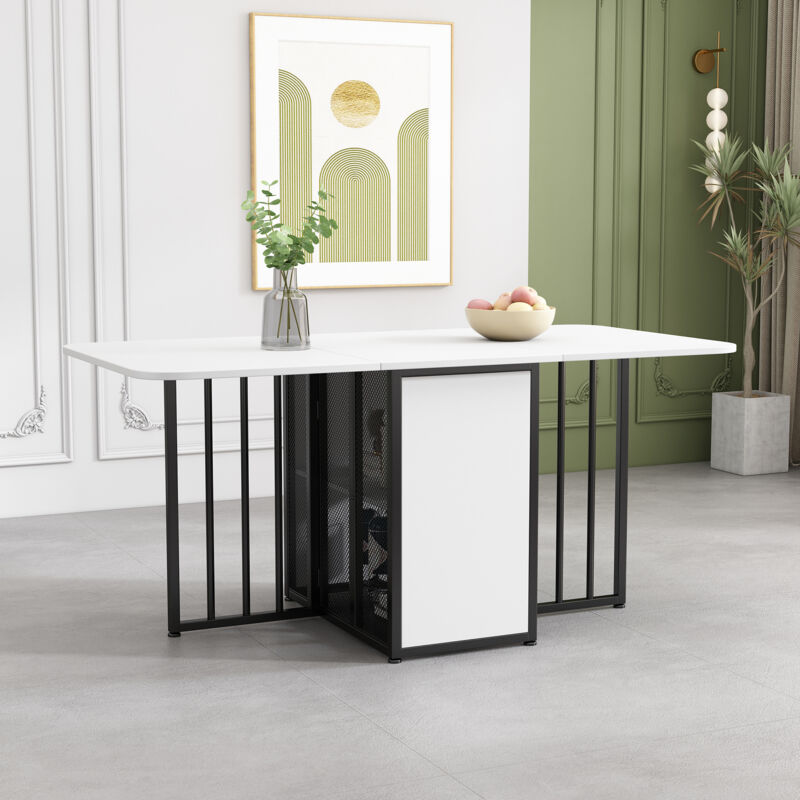 Tonchean - Table à manger pliante, table à manger extensible multifonctionnelle, table à manger mobile, table à manger extensible, table à manger