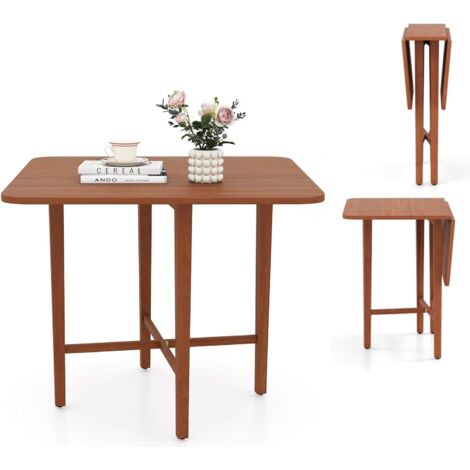 Table à Manger Pliante, Table de Cuisine en Bois pour 2 à 4 Personnes avec 2 Plateaux rabattables, Table carrée avec Pieds en Bois pour Salle à Manger, Salon, 90 x 90 x 74,5 cm