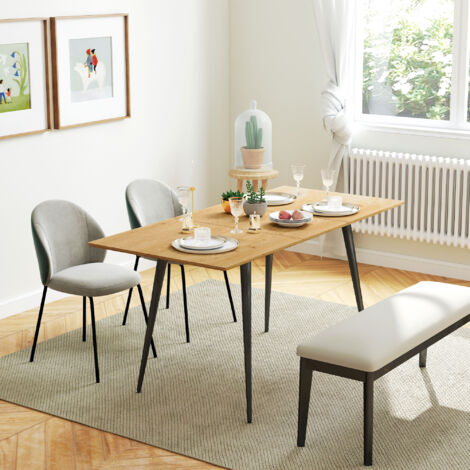 Table à manger pliante table extensible 120-160 cm jusqu'à 6 à 8 personnes avec pieds en acier. naturel