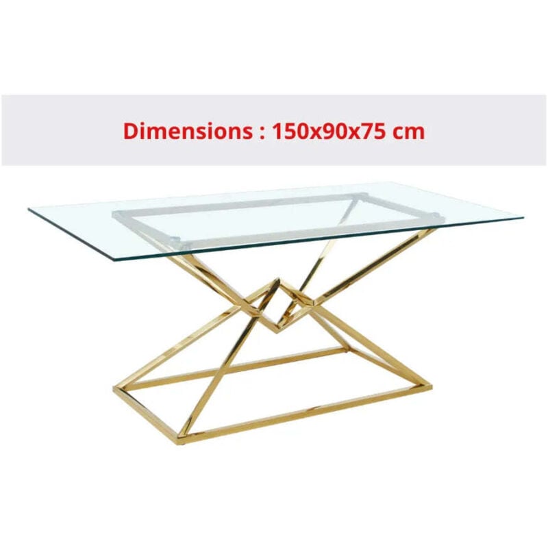 Homy France - Table à manger pyramide Gold 180x90cm 6 à 8 personnes