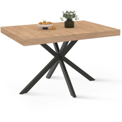 IDMARKET Table à manger rectangle ALIX 4-6 personnes pied araignée bois et noir 110 cm