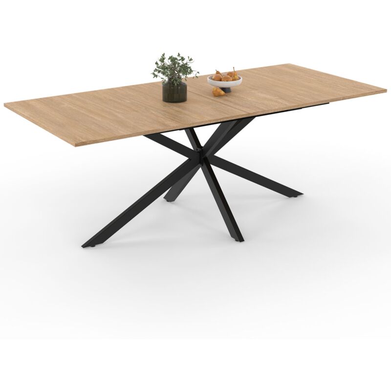 Idmarket - Table à manger rectangle alix 10 personnes pied araignée bois et noir 200 cm