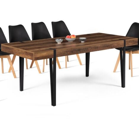 Table à manger rectangle AUSTRIA 10 personnes bois pied épingle 200 cm
