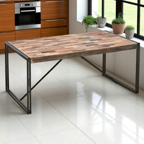 Table à manger rectangle bois recyclé 175x100 CARAVELLE
