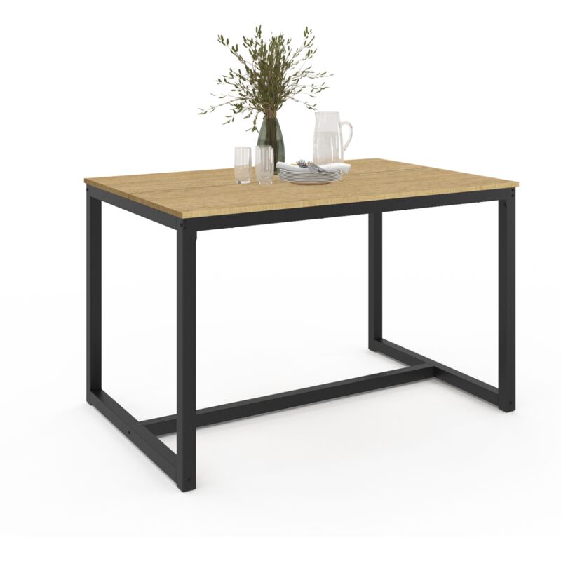 Table à manger bois et métal noir 120 cm