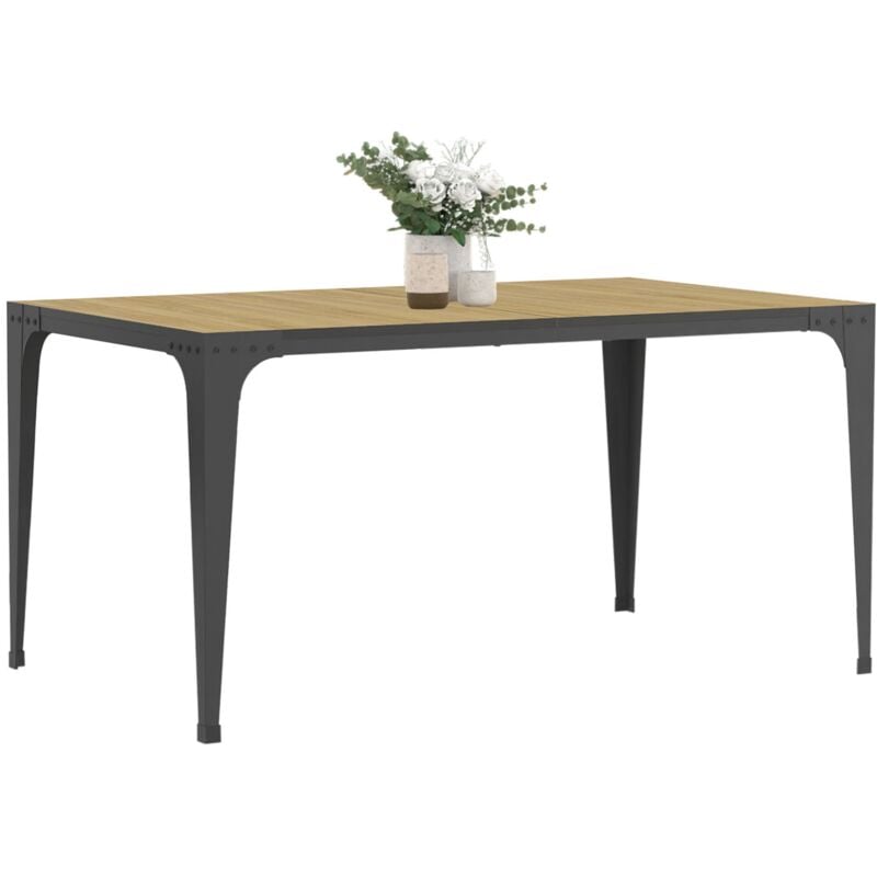 Table à manger rectangle NELLY 8 personnes bois et noir design industriel 150 cm