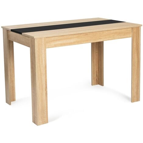 IDMARKET Table à manger rectangle ROZY 4 personnes façon hêtre et noire 110 cm